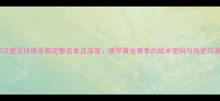 图片 08汉堡足球俱乐部完整名单及深度：德甲黄金赛季的战术密码与历史回溯1
