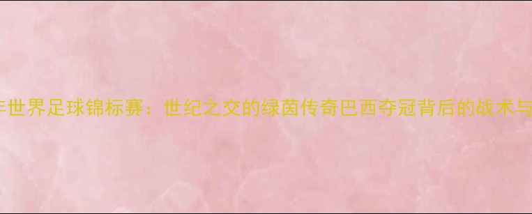 图片 1998年世界足球锦标赛：世纪之交的绿茵传奇巴西夺冠背后的战术与传奇1