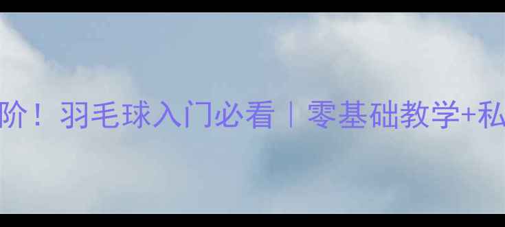 图片 3个月从零到进阶！羽毛球入门必看｜零基础教学+私教课避坑指南1