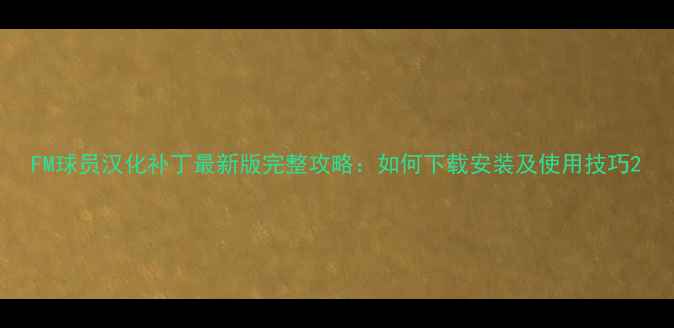 图片 FM球员汉化补丁最新版完整攻略：如何下载安装及使用技巧2