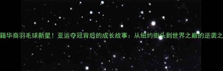 图片 ✨美籍华裔羽毛球新星！亚运夺冠背后的成长故事：从纽约街头到世界之巅的逆袭之路✨