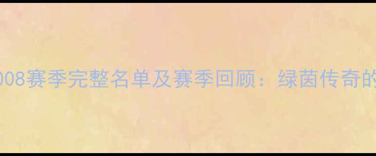 图片 上海申花2008赛季完整名单及赛季回顾：绿茵传奇的巅峰时刻2