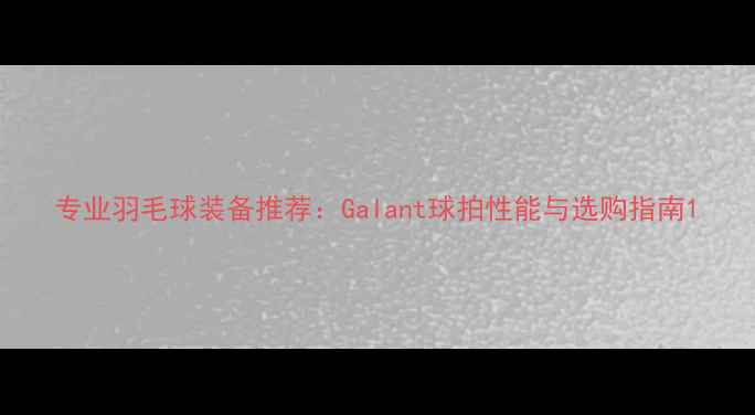 图片 专业羽毛球装备推荐：Galant球拍性能与选购指南1