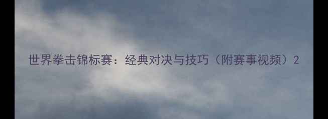 图片 世界拳击锦标赛：经典对决与技巧（附赛事视频）2