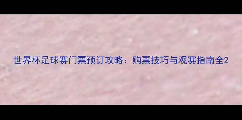 图片 世界杯足球赛门票预订攻略：购票技巧与观赛指南全2