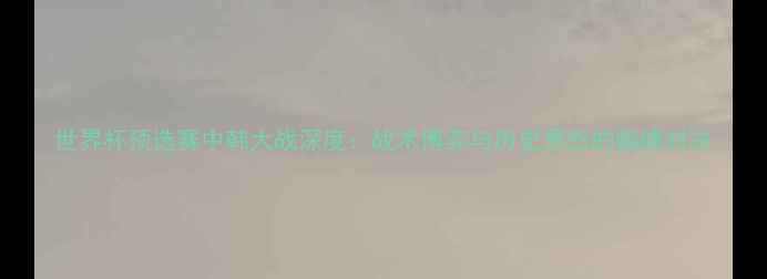 图片 世界杯预选赛中韩大战深度：战术博弈与历史恩怨的巅峰对决
