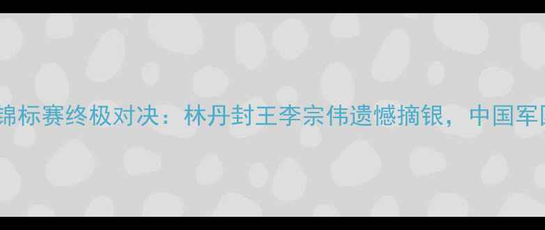 图片 世界羽毛球锦标赛终极对决：林丹封王李宗伟遗憾摘银，中国军团包揽三冠2