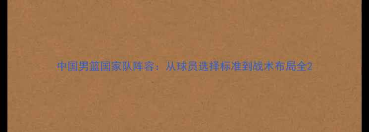 图片 中国男篮国家队阵容：从球员选择标准到战术布局全2