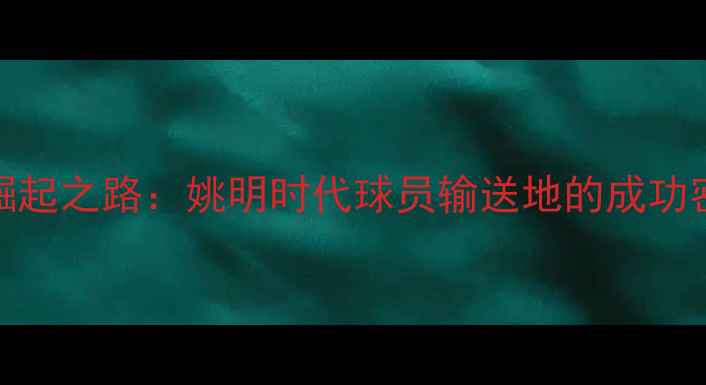 图片 中国篮球青训崛起之路：姚明时代球员输送地的成功密码与时代启示