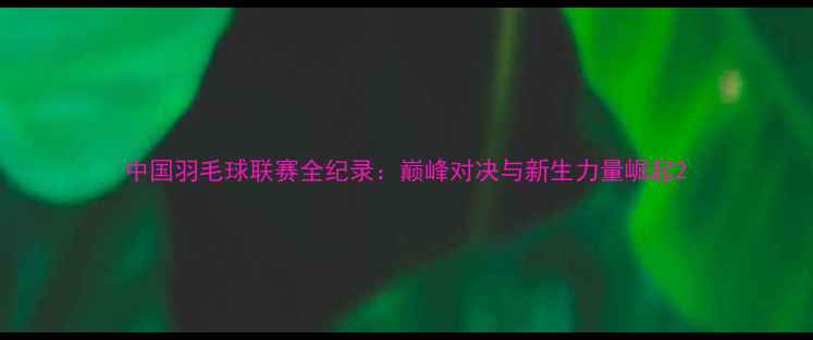 图片 中国羽毛球联赛全纪录：巅峰对决与新生力量崛起2