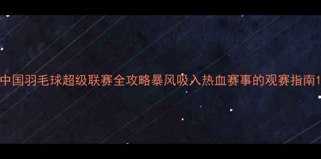 图片 中国羽毛球超级联赛全攻略暴风吸入热血赛事的观赛指南1