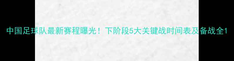 图片 中国足球队最新赛程曝光！下阶段5大关键战时间表及备战全1