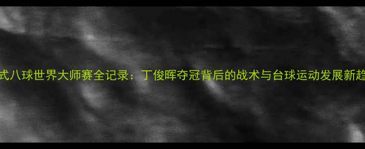图片 中式八球世界大师赛全记录：丁俊晖夺冠背后的战术与台球运动发展新趋势