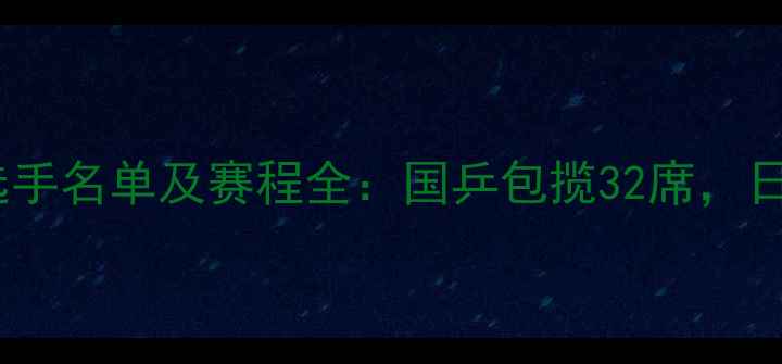 图片 乒乓球世锦赛参赛选手名单及赛程全：国乒包揽32席，日韩欧队谁将突围？2