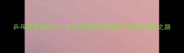 图片 乒乓球奥运史话：从张继科首金到国乒王朝的崛起之路