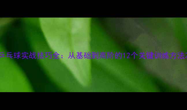 图片 乒乓球实战技巧全：从基础到高阶的12个关键训练方法2