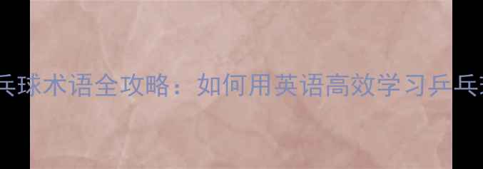 图片 乒乓球术语全攻略：如何用英语高效学习乒乓球2