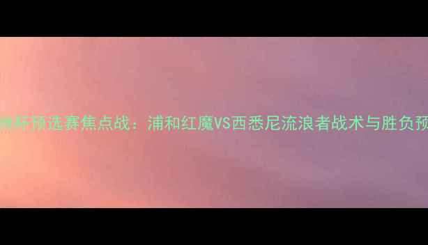 图片 亚洲杯预选赛焦点战：浦和红魔VS西悉尼流浪者战术与胜负预测