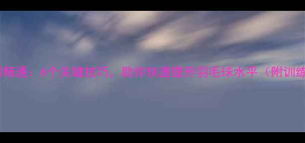图片 从入门到精通：6个关键技巧，助你快速提升羽毛球水平（附训练计划）1