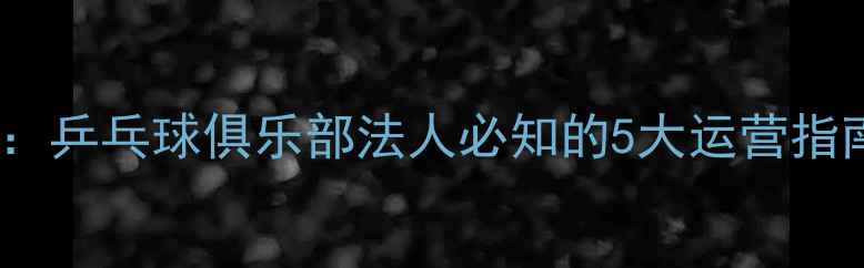 图片 从注册到盈利：乒乓球俱乐部法人必知的5大运营指南与风险防控2
