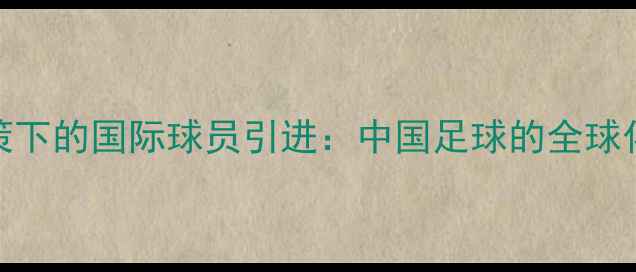 图片 免签政策下的国际球员引进：中国足球的全球化窗口期
