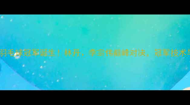 图片 全国锦标赛羽毛球冠军诞生！林丹、李宗伟巅峰对决，冠军技术与赛事回顾1