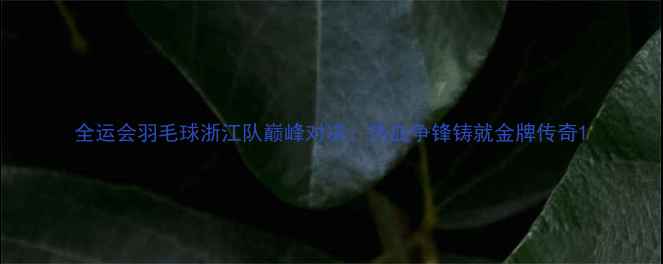 图片 全运会羽毛球浙江队巅峰对决：热血争锋铸就金牌传奇1