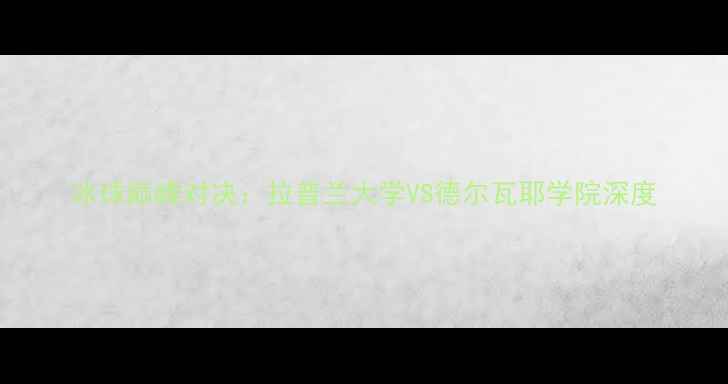 图片 冰球巅峰对决：拉普兰大学VS德尔瓦耶学院深度