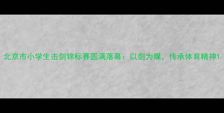图片 北京市小学生击剑锦标赛圆满落幕：以剑为媒，传承体育精神1