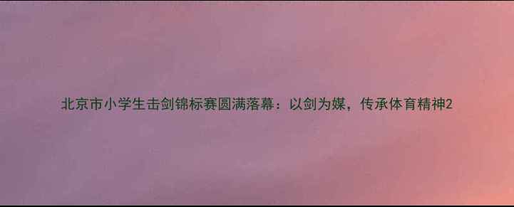 图片 北京市小学生击剑锦标赛圆满落幕：以剑为媒，传承体育精神2