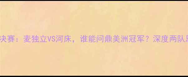 图片 南美解放者杯14决赛：麦独立VS河床，谁能问鼎美洲冠军？深度两队恩怨与争冠策略1