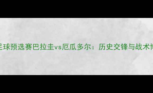 图片 南美足球预选赛巴拉圭vs厄瓜多尔：历史交锋与战术博弈全