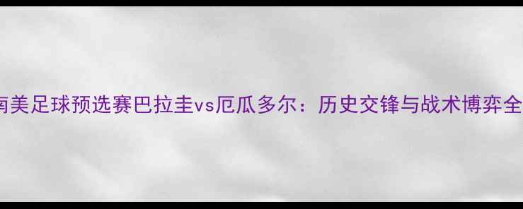 图片 南美足球预选赛巴拉圭vs厄瓜多尔：历史交锋与战术博弈全1