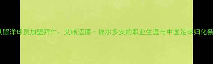 图片 土耳其留洋球员加盟拜仁：艾哈迈德·埃尔多安的职业生涯与中国足球归化新动向1