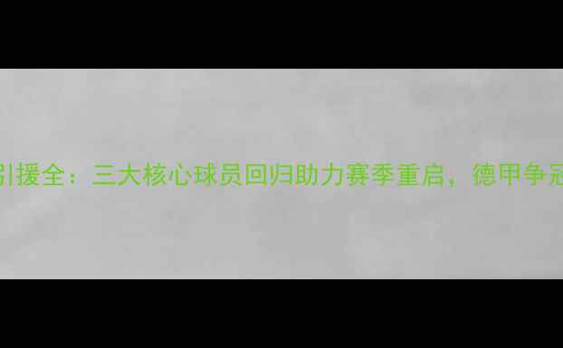图片 多特蒙德冬窗引援全：三大核心球员回归助力赛季重启，德甲争冠新格局如何？