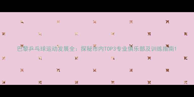 图片 巴黎乒乓球运动发展全：探秘市内TOP3专业俱乐部及训练指南1