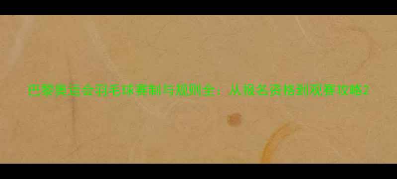 图片 巴黎奥运会羽毛球赛制与规则全：从报名资格到观赛攻略2