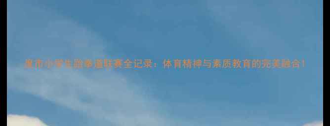 图片 度市小学生跆拳道联赛全记录：体育精神与素质教育的完美融合1
