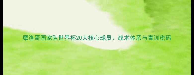 图片 摩洛哥国家队世界杯20大核心球员：战术体系与青训密码