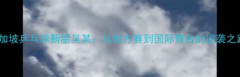 图片 新加坡乒乓球新星吴某：从地方赛到国际舞台的逆袭之路1
