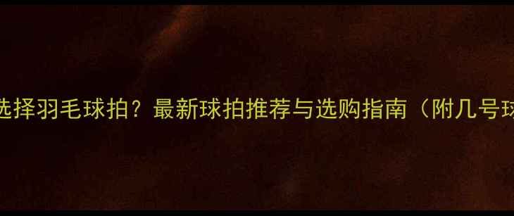 图片 新手如何选择羽毛球拍？最新球拍推荐与选购指南（附几号球拍对比）