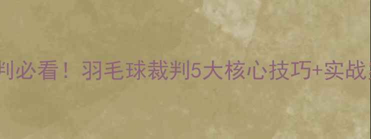 图片 新手裁判必看！羽毛球裁判5大核心技巧+实战案例全1