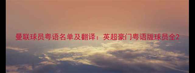 图片 曼联球员粤语名单及翻译：英超豪门粤语版球员全2