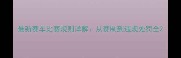 图片 最新赛车比赛规则详解：从赛制到违规处罚全2