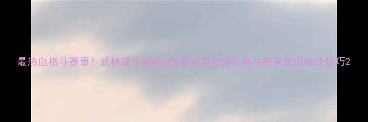 图片 最热血格斗赛事！武林笼中对MMA终极对决全综合格斗赛事直击格斗技巧2