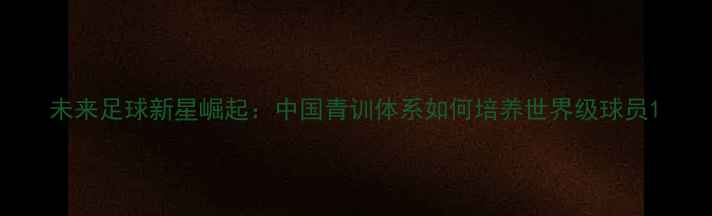 图片 未来足球新星崛起：中国青训体系如何培养世界级球员1