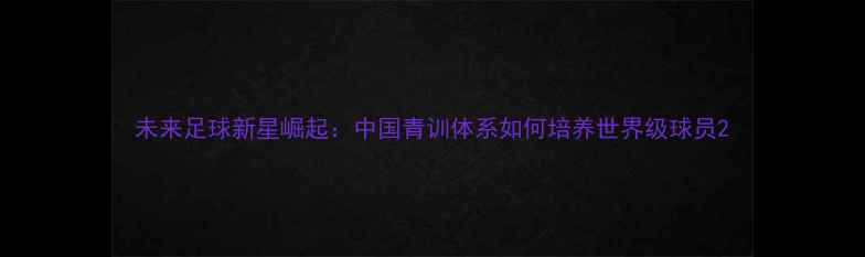 图片 未来足球新星崛起：中国青训体系如何培养世界级球员2