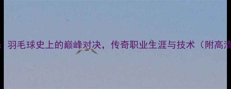 图片 林丹VS庞龙：羽毛球史上的巅峰对决，传奇职业生涯与技术（附高清比赛集锦）