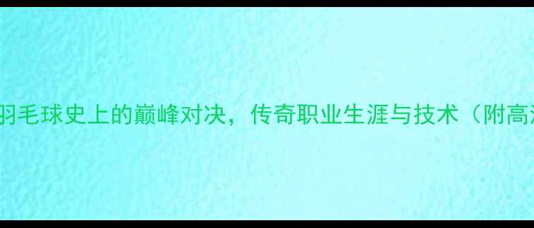 图片 林丹VS庞龙：羽毛球史上的巅峰对决，传奇职业生涯与技术（附高清比赛集锦）2