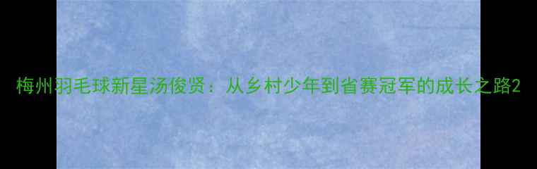 图片 梅州羽毛球新星汤俊贤：从乡村少年到省赛冠军的成长之路2